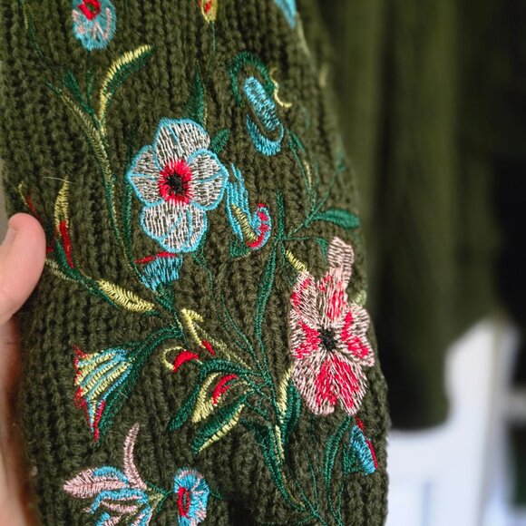 Shein curve green floral embroidered cardigan 3xl - Picture 3 of 7